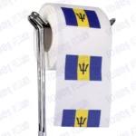 barbados flag novelty toilet paper on a holder