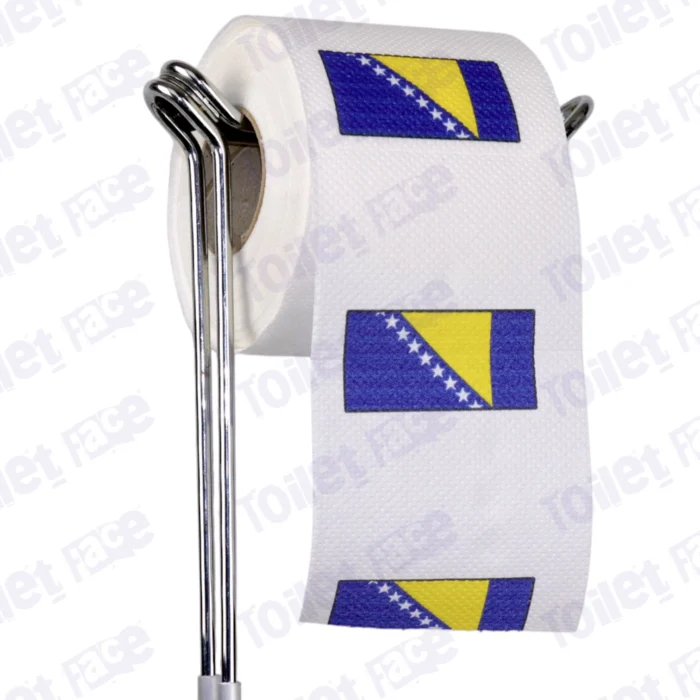 bosnia and herzegovina flag novelty toilet paper on a holder
