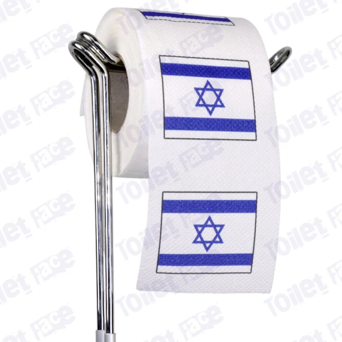 israel flag novelty toilet paper on a holder