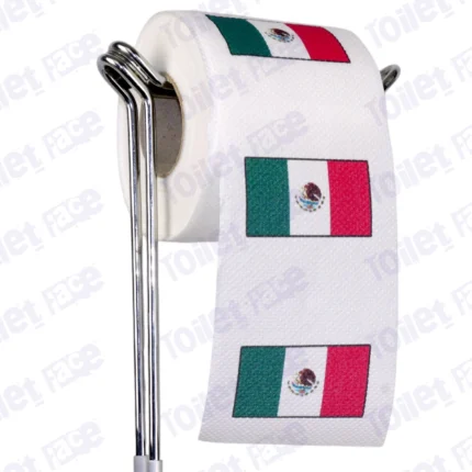 mexico flag novelty toilet paper on a holder
