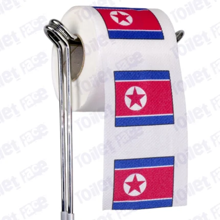 north korea flag novelty toilet paper on a holder