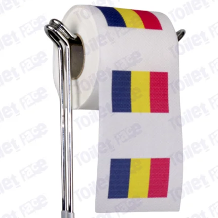 romania flag novelty toilet paper on a holder