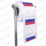 russia flag novelty toilet paper on a holder