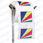 seychelles flag novelty toilet paper on a holder