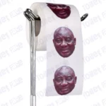 Cyril Ramaphosa Novelty Toilet Paper Product Image On A Stand