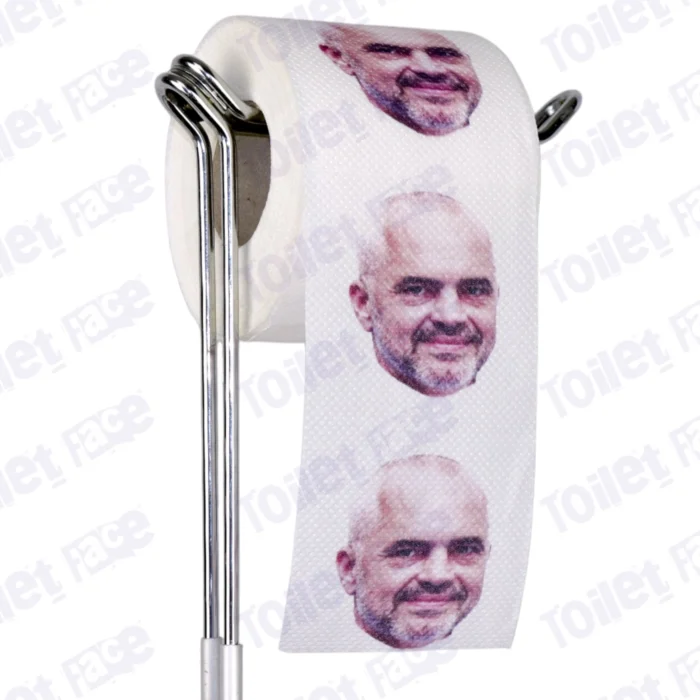 Edi Rama Novelty Toilet Paper Product Image On A Stand