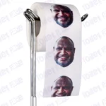James Marape Novelty Toilet Paper Product Image On A Stand