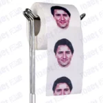 Justin Trudeau Novelty Toilet Paper Product Image On A Stand