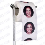 Kamala Harris Novelty Toilet Paper Product Image On A Stand