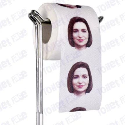 Maia Sandu Novelty Toilet Paper Product Image On A Stand