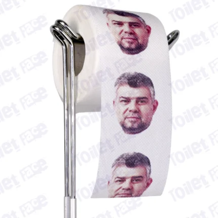 Marcel Ciolacu Novelty Toilet Paper Product Image On A Stand