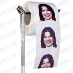 Michelle Donelan Novelty Toilet Paper Product Image On A Stand