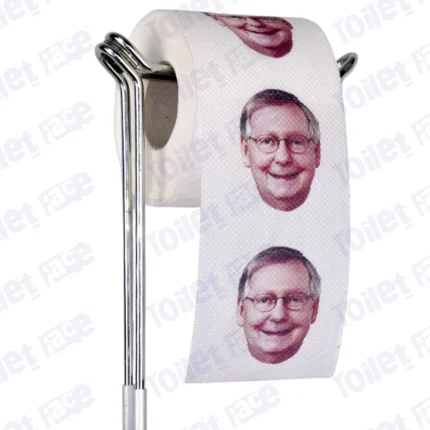 Mitch McConnell Novelty Toilet Paper Product Image On A Stand