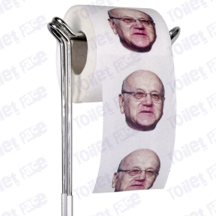 Najib Mikati Novelty Toilet Paper Product Image On A Stand