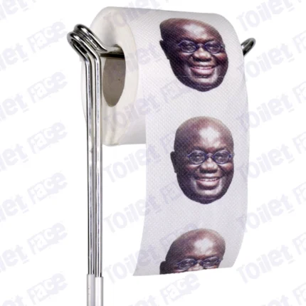 Nana Akufo-Addo Novelty Toilet Paper Product Image On A Stand
