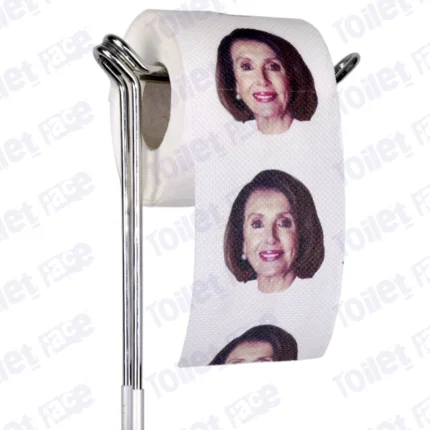 Nancy Pelosi Novelty Toilet Paper Product Image On A Stand