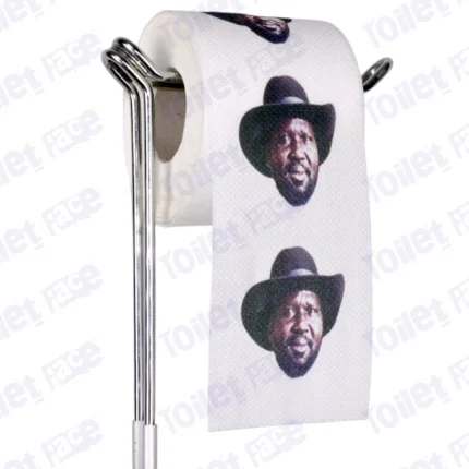 Salva Kiir Mayardit Novelty Toilet Paper Product Image On A Stand