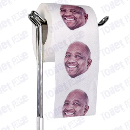 Sam Matekane Novelty Toilet Paper Product Image On A Stand