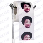 Stacey Abrams Novelty Toilet Paper Product Image On A Stand